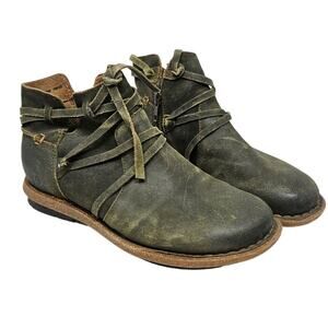 Born 6 Tarkiln Green Brown Leather Ankle Boot Comfort Gorpcore Casual Flat